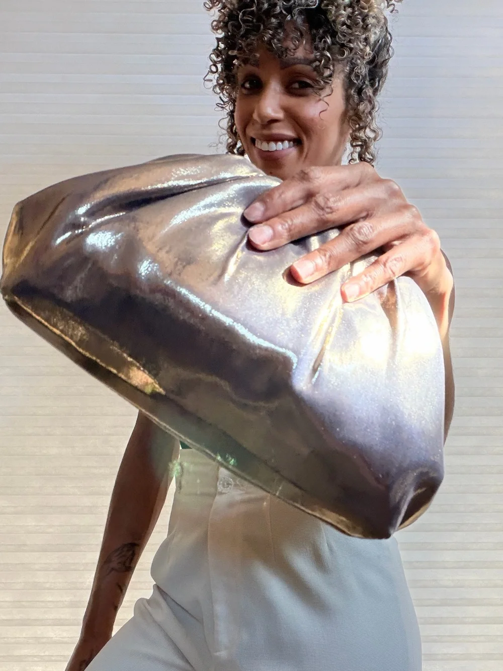 Nina Metallic Frame Clutch